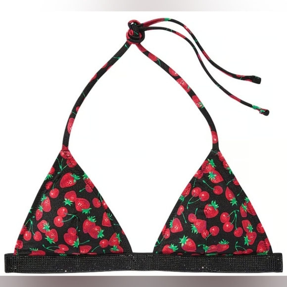 L XL VS Swim Shine Strap Triangle Bikini Top Mixed Berry - Picture 1 of 2